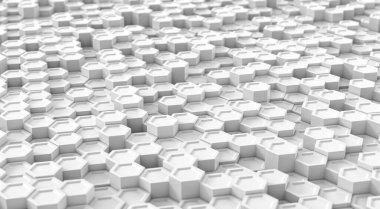 Soyut teknolojik altıgen arka plan. Beyaz geometrik altıgen kavramı. Tasarım için modern element. 3d oluşturma.