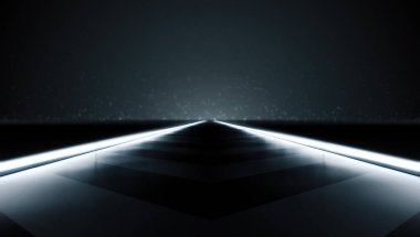 Sahne için fütürist soyut ışık yolu. Gelecekteki konsept geçmişi. CGI illüstrasyonu.