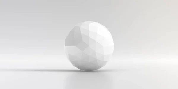 Elegantní Bílé Pozadí Icosahedron Abstraktní Nízká Poly Koule Trojúhelníkovým Hladkým — Stock fotografie