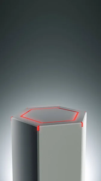 Elegáns Üres Termék Stand Fény Ragyogás Hexagon Platform Tervezéshez Piedesztál — Stock Fotó