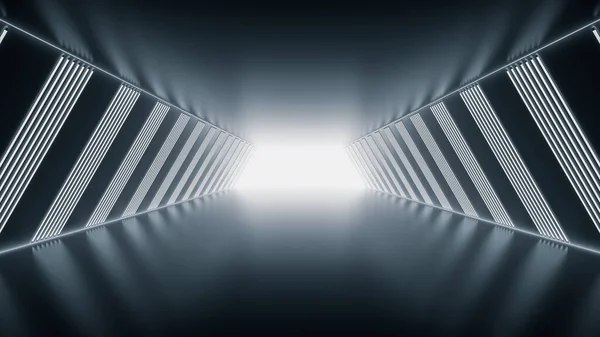 Futuristisk Tunnel Med Ljus Interiör Framtida Bakgrund Affärsverksamhet Sci Eller — Stockfoto