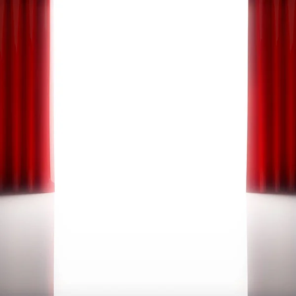 Red Curtains Reflection White Background Render — Stock Photo, Image