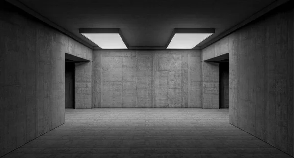 Leere Abstrakte Betonwand Und Seitliche Leuchten Innenraumkonzept Hintergrund Render — Stockfoto