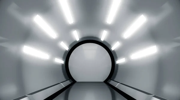 Futuristischer Tunnel Künftiger Interner Hintergrund Science Fiction Konzept Darstellung — Stockfoto