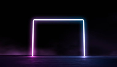 Parlak çizgiler parlak renkler soyut arkaplan. Boş uzayda dumanlı, neon pembe ışıklar. 3d hazırlayıcı.