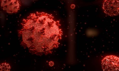 Virüs hücreleri, salgın riski taşıyan bir hastalık hücresi olarak grip salgını vakaları olarak bilinirler. 3 Boyutlu Hazırlama.