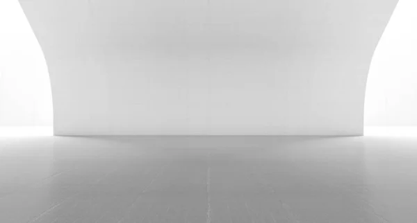 Leerer Abstrakter Weißer Raum Mit Geschwungener Wand Moderner Leerer Showroom — Stockfoto