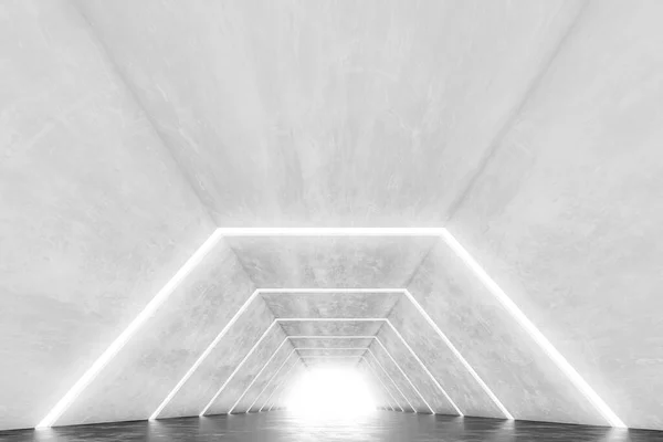 Futuristic Tunnel Light Abstract Corridor Interior Design Rendering — Stock Photo, Image