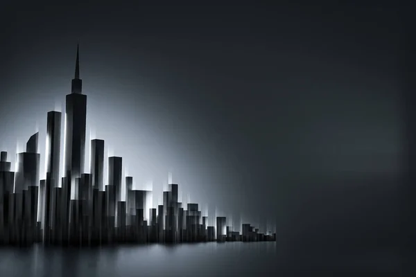 Абстрактне Футуристичне Місто Або Архітектурна Будівля Темному Фоні Світлом Майбутня — стокове фото