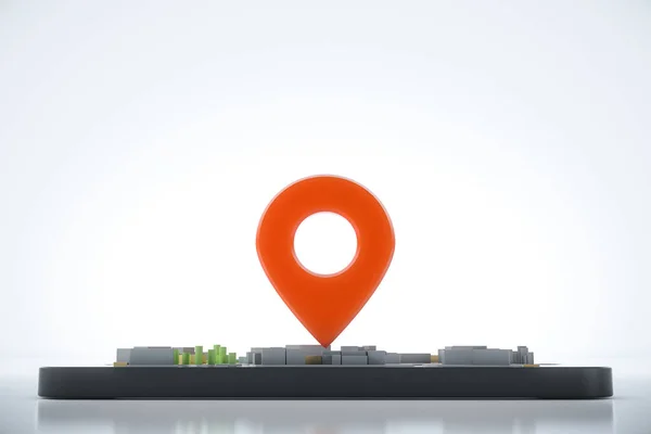 Smartfon Mapą Nawigacyjną Wskaźnikiem Nawigacja Trasa Lokalizacji Koncepcja Planowania Podróży — Zdjęcie stockowe