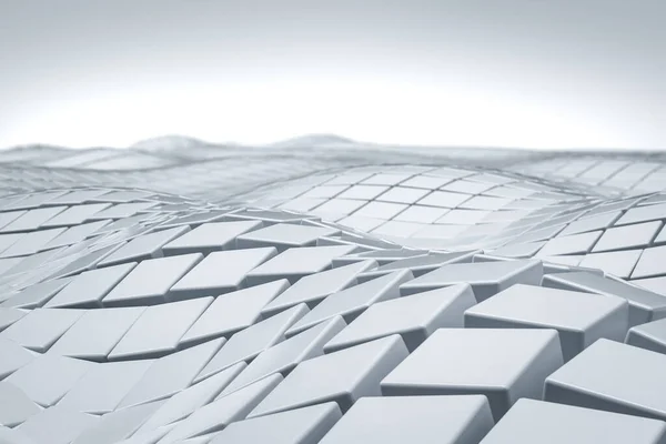 Tableau Abstrait Blocs Blancs Cube Sur Fond Forme Onde Lisse — Photo