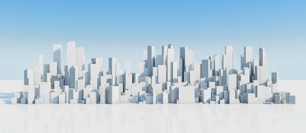 Mavi Gökyüzü Arka Planında Beyaz Şehir Zamanı Boyutlu Hazırlama — Stok fotoğraf