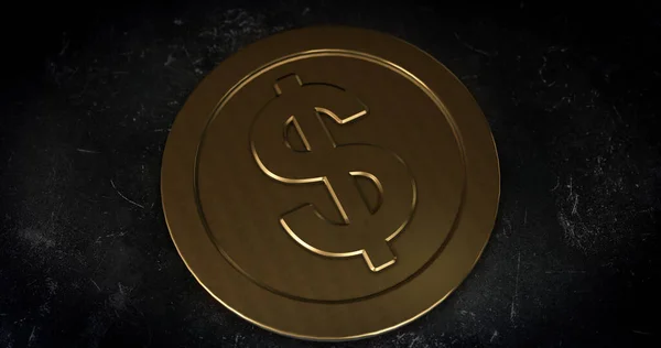 ドル記号で金貨のマクロショット 金融とお金の象徴 3Dイラスト — ストック写真