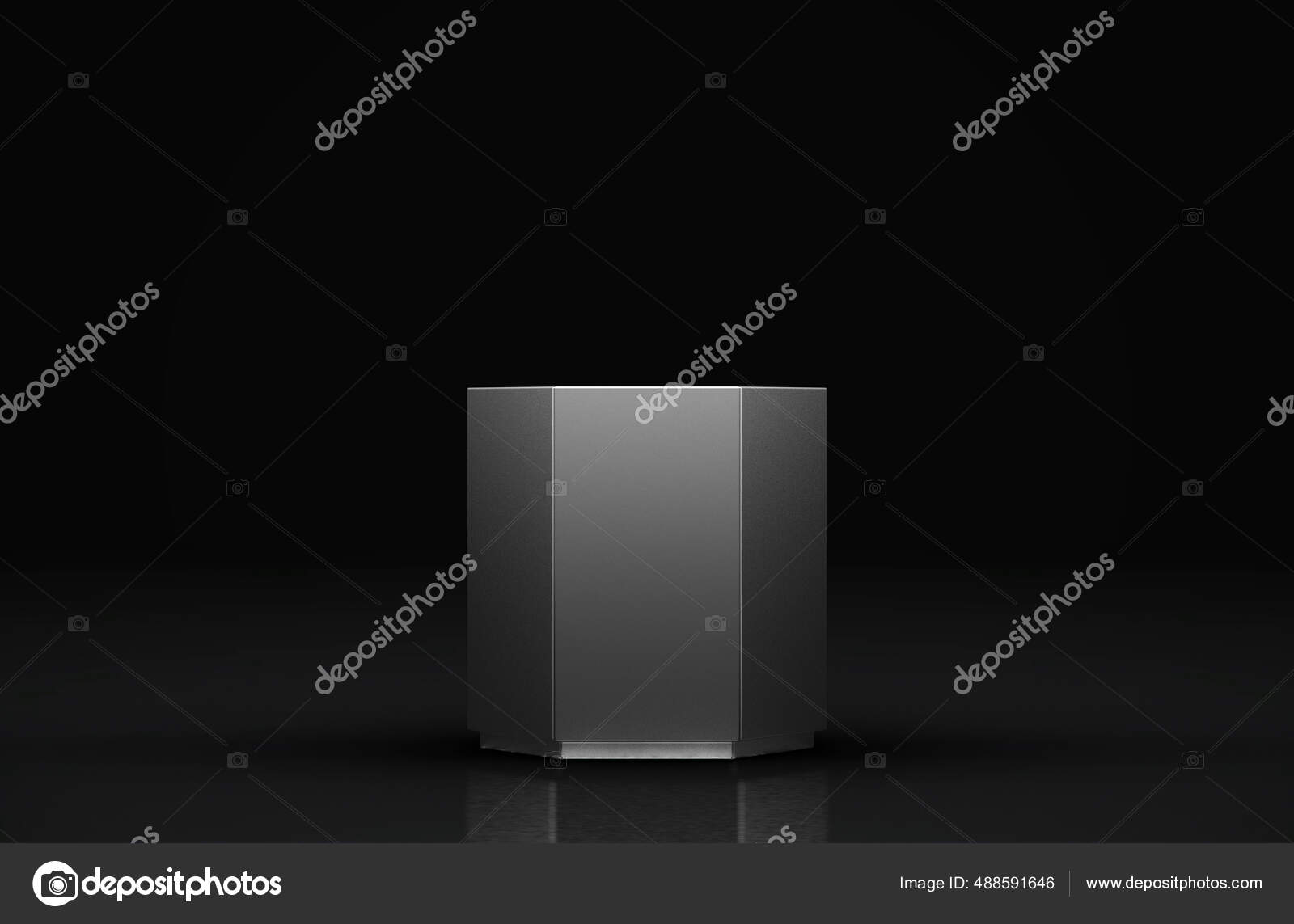 空白产品立场和黑色背景3D渲染——图库图片© bigchanchai #488591646, image size:1600x1143