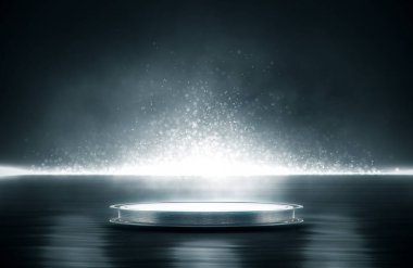 Boş ürün standı ve ışık ve yansıma 3d oluşturma ile soyut arkaplan