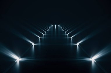 Şebeke çizgisi arkaplanlı zarif fütürist ışık ve yansıma, 3d oluşturma