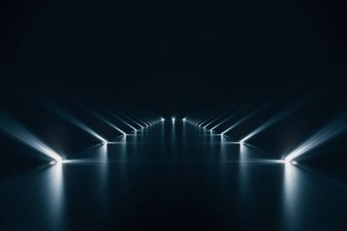 Şebeke çizgisi arkaplanlı zarif fütürist ışık ve yansıma, 3d oluşturma