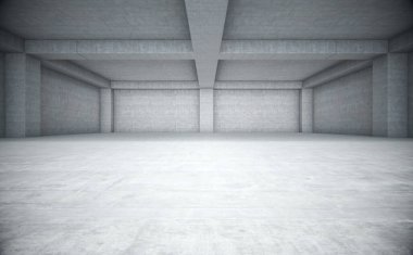 Beyaz betonla dolu boş bir alan. Soyut arkaplan. 3d Hazırlama