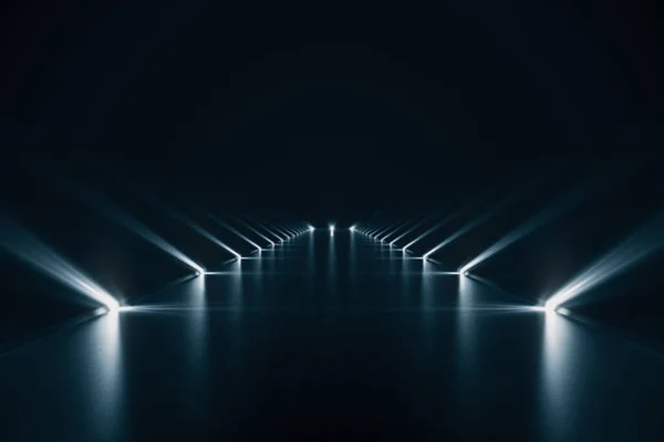 Elegant Futuristiskt Ljus Och Reflektion Med Rutnät Linje Bakgrund Rendering — Stockfoto