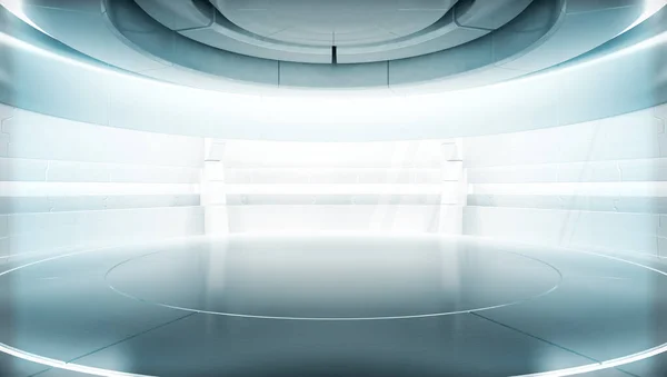 Gelecekçi boş sahne. Modern Gelecek Teknolojisi Bilim-Kurgu iç konsepti. 3d Hazırlama