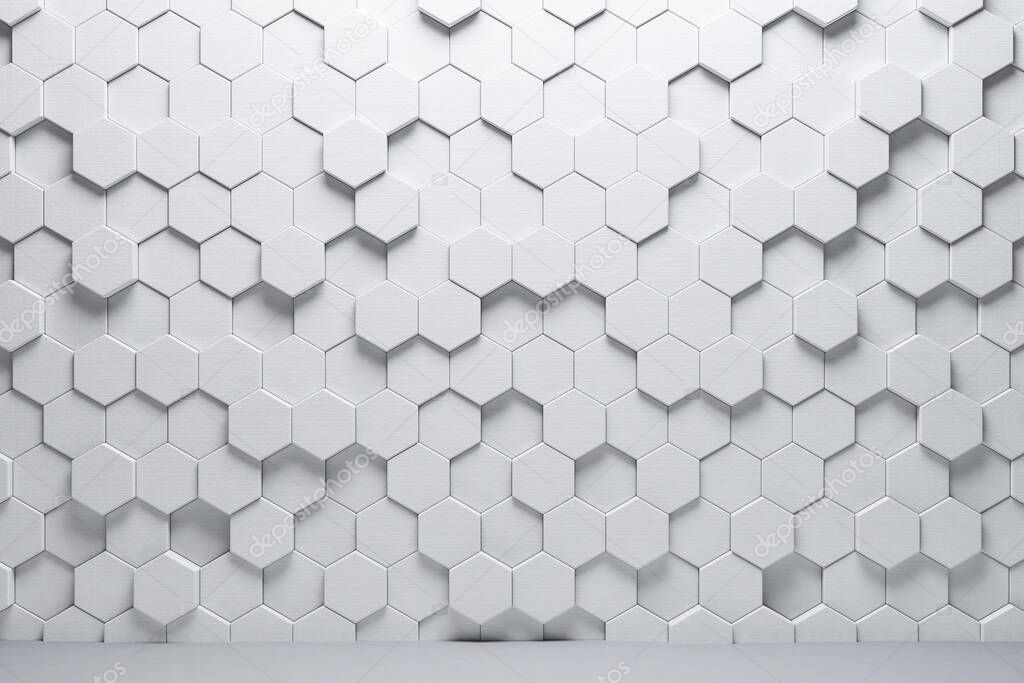 hexagonal abstract background, Grunge surface, 3d Rendering