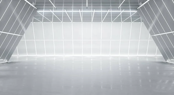 Diseño Interior Pasillo Iluminado Resumen Túnel Futurista Con Luz Fondo — Foto de Stock