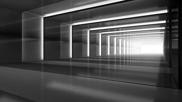 Abstracto Vacío Brillante Pasillo Interior Con Iluminación Diseño Tecnológico Futurista — Foto de Stock