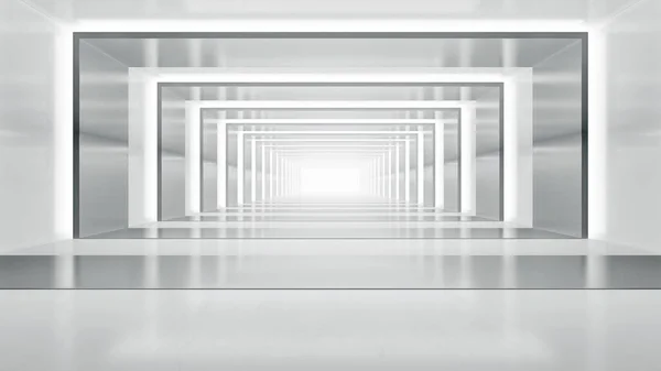 Αφηρημένη Κενό Διάδρομο Φως Φουτουριστικό Λευκό Χώρο Εσωτερικό Σχεδιασμό Εικονογράφηση — Φωτογραφία Αρχείου
