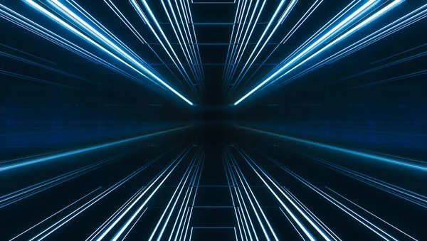 Futurystyczny Tunel Świetlny Widok Wnętrza Długiego Korytarza Kosmicznego Koncepcja Tła — Zdjęcie stockowe