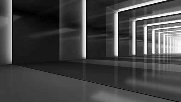 Abstracto Vacío Brillante Pasillo Interior Con Iluminación Diseño Tecnológico Futurista — Foto de Stock