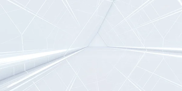 Futuristische Moderne Witte Achtergrond Abstract Driehoek Tunnel Met Licht Sci — Stockfoto
