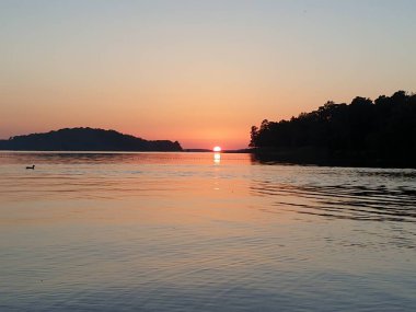 İsveç 'te Güzel Günbatımı Manzarası