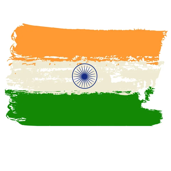 Bandera de la India pintada con pinceles. Bandera de acuarela India. Bandera de arte indio — Vector de stock