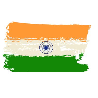 Hindistan bayrağı fırça el boya ile boyanmış. Suluboya bayrak Hindistan. Hint sanat bayrak