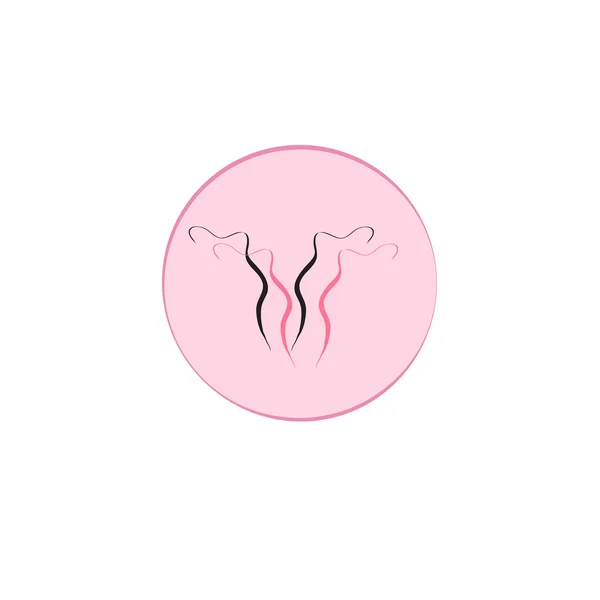 Art drawing icon of uterus on color background — Stock Vector