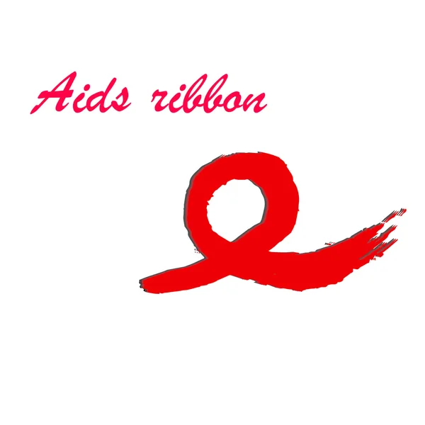Ruban dessiné à la main symbolisant le sida . — Image vectorielle