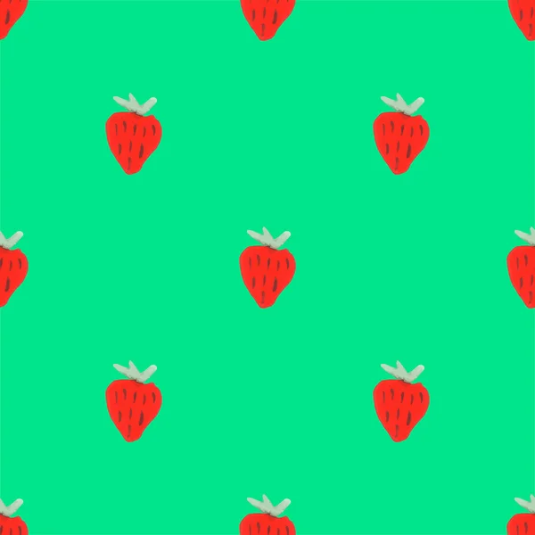 Patrón de color natural sin costuras de fresas rojas maduras — Vector de stock