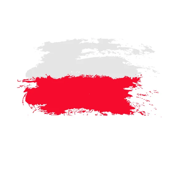 Флаг Польши, раскрашенный кистью. Флаг искусства . — стоковый вектор