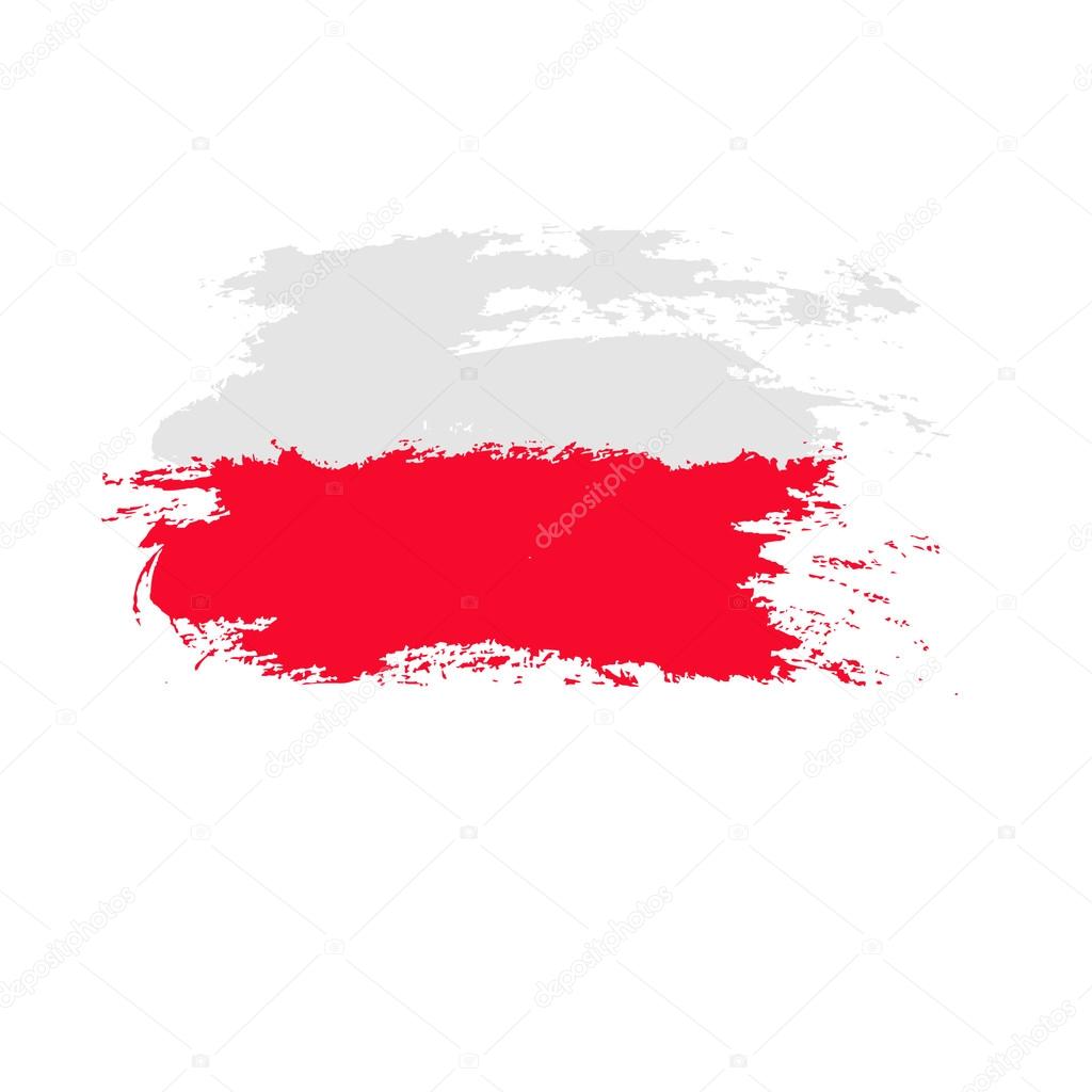 Poland flag painted by brush hand paints. Art flag.
