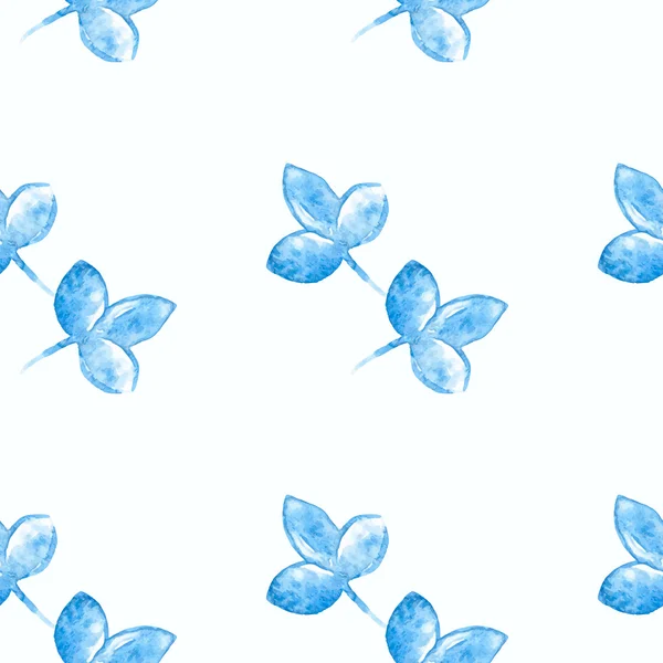Acuarela silueta flor azul primer plano aislado sobre fondo blanco. Diseño de logotipo de arte. Elemento gzhel estilo ruso — Vector de stock