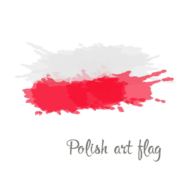 Bandiera polacca dipinta a pennello — Vettoriale Stock