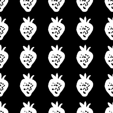 Çilek seamless modeli elle boyanmış. Tekstil desen sanat çilek.