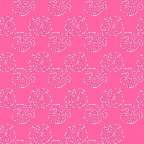 Patrón sin costuras de flores de hibisco. Arte floral rosa — Vector de stock