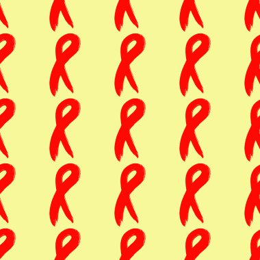 Dikişsiz desen hastalık AIDS simgeleyen kırmızı şerit. AIDS simgeleyen çizilmiş şerit. Sanatsal arka plan.