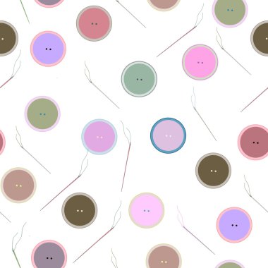 Dikişsiz desen düğmeleri ve iğneler. Dikiş, dikiş