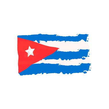 Küba bayrağı fırça el boya ile boyanmış. Sanat bayrak.