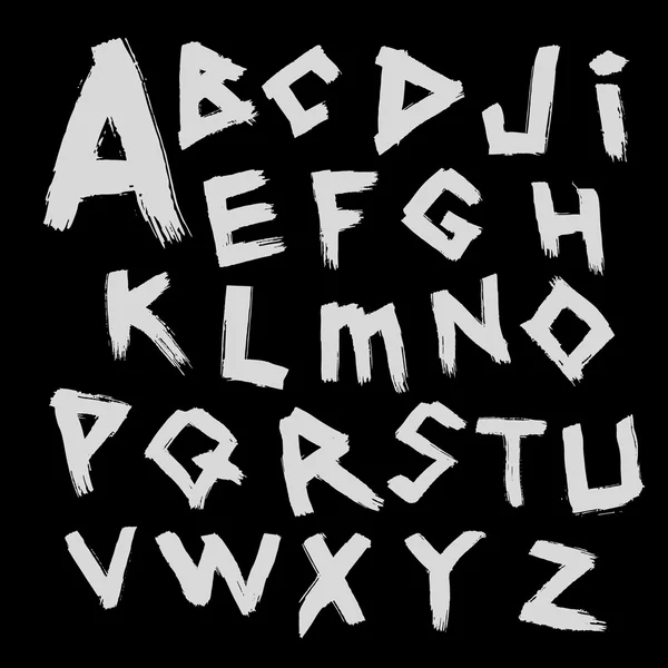 Alphabet vectoriel. Police écrite avec un pinceau large dans le style ancien traçage . — Image vectorielle