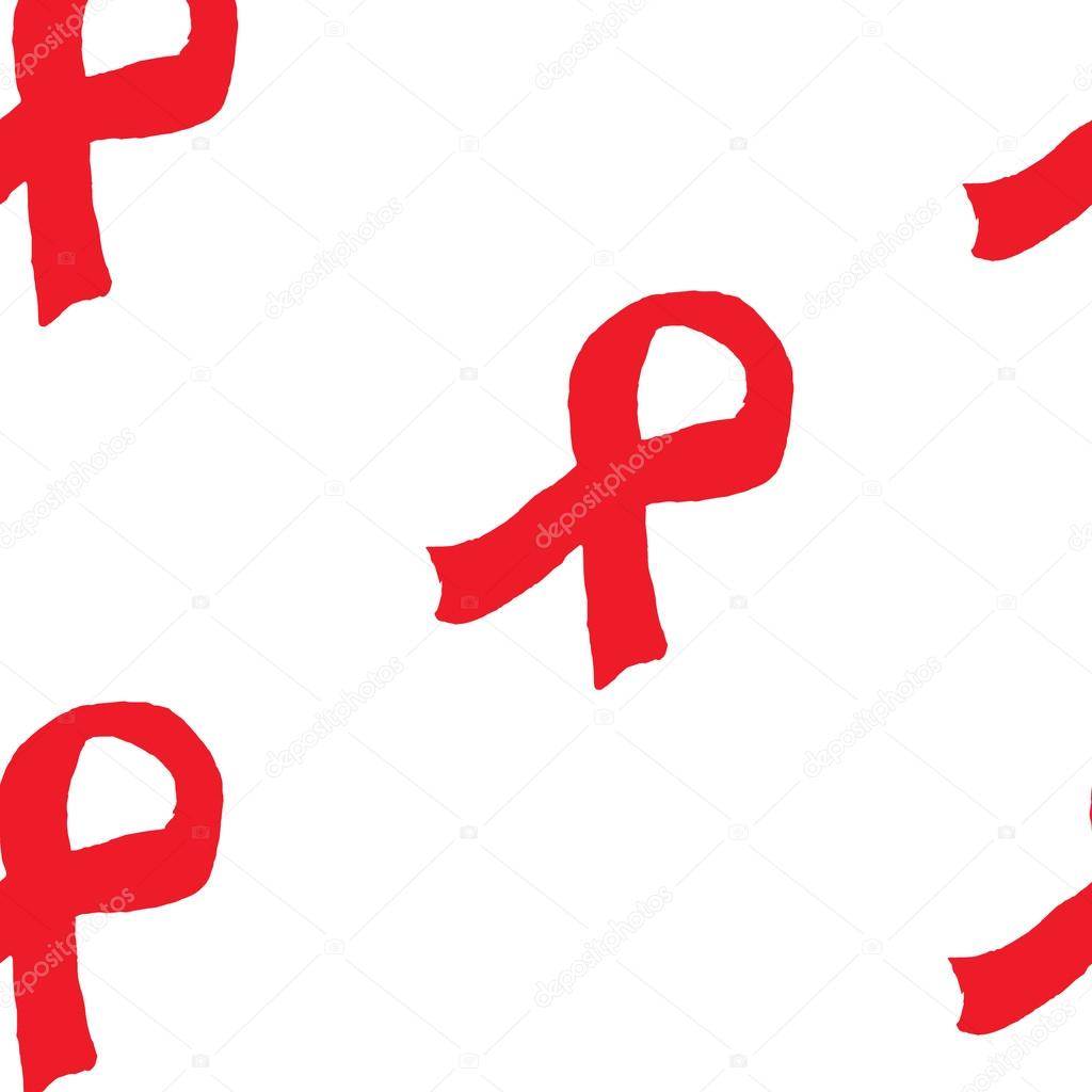 Seamless pattern of red ribbons symbolizing the disease AIDS.