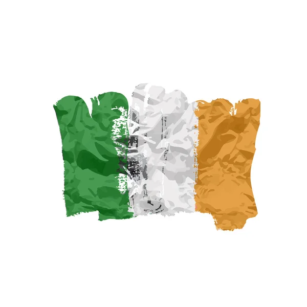 Irland lag målad av borste hand färger. Konst flagga. — Stock vektor