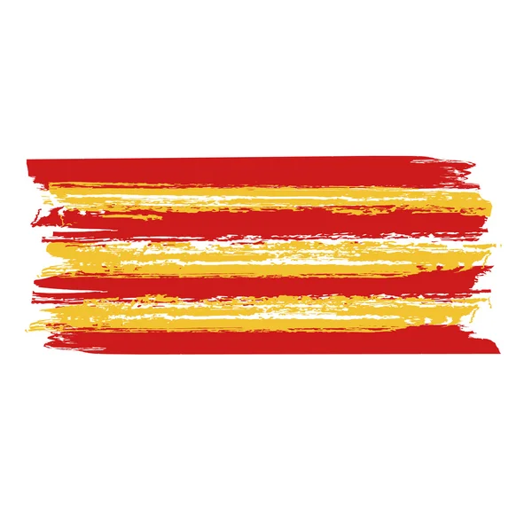 Catalan flag painted by brush hand paints. Catalonia art flag. — Stock Vector